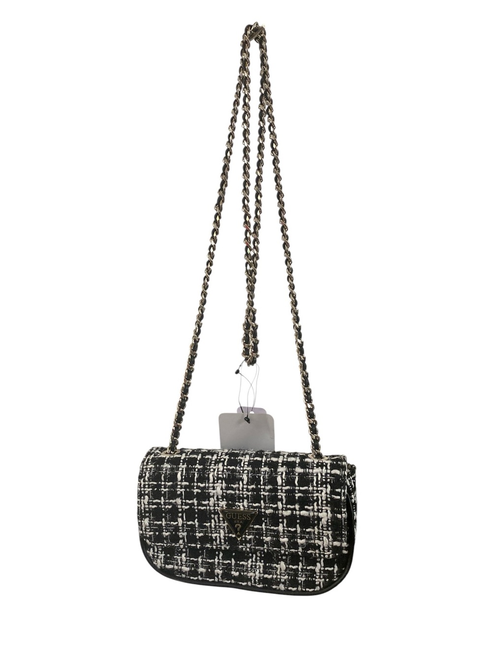 Guess  Tweed Cessily Mini Convertible Back with long Chain strap BNWT